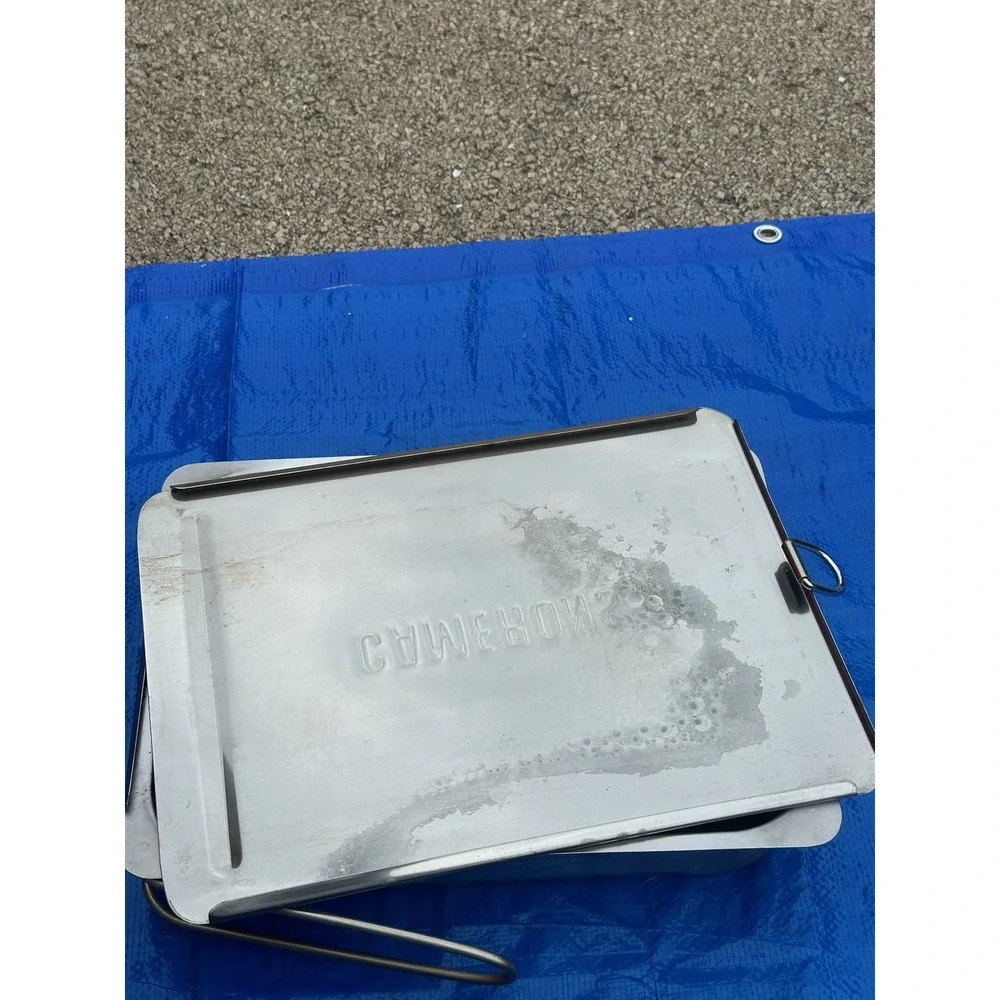 Cameron's Stainless Steel Smoker Box‎ Roasting Pan w/ Rack & Lid - Used Good